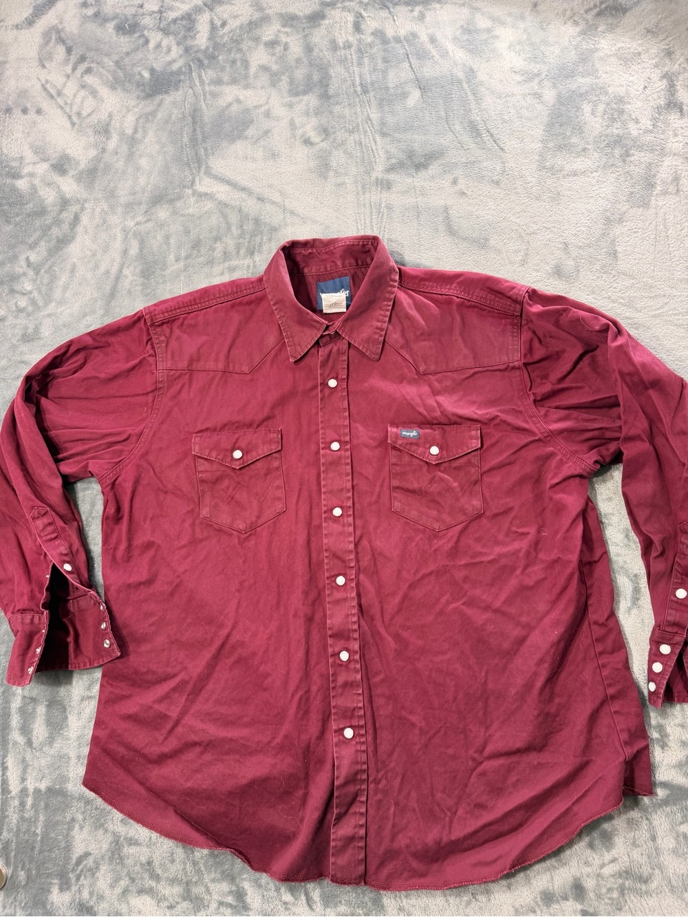 Wrangler Men's heavy snap-down Maroon Western work Shirt